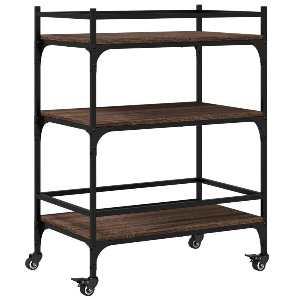 vidaXL Carrito de cocina madera ingeniería marrón roble 65x40x86,5 cm