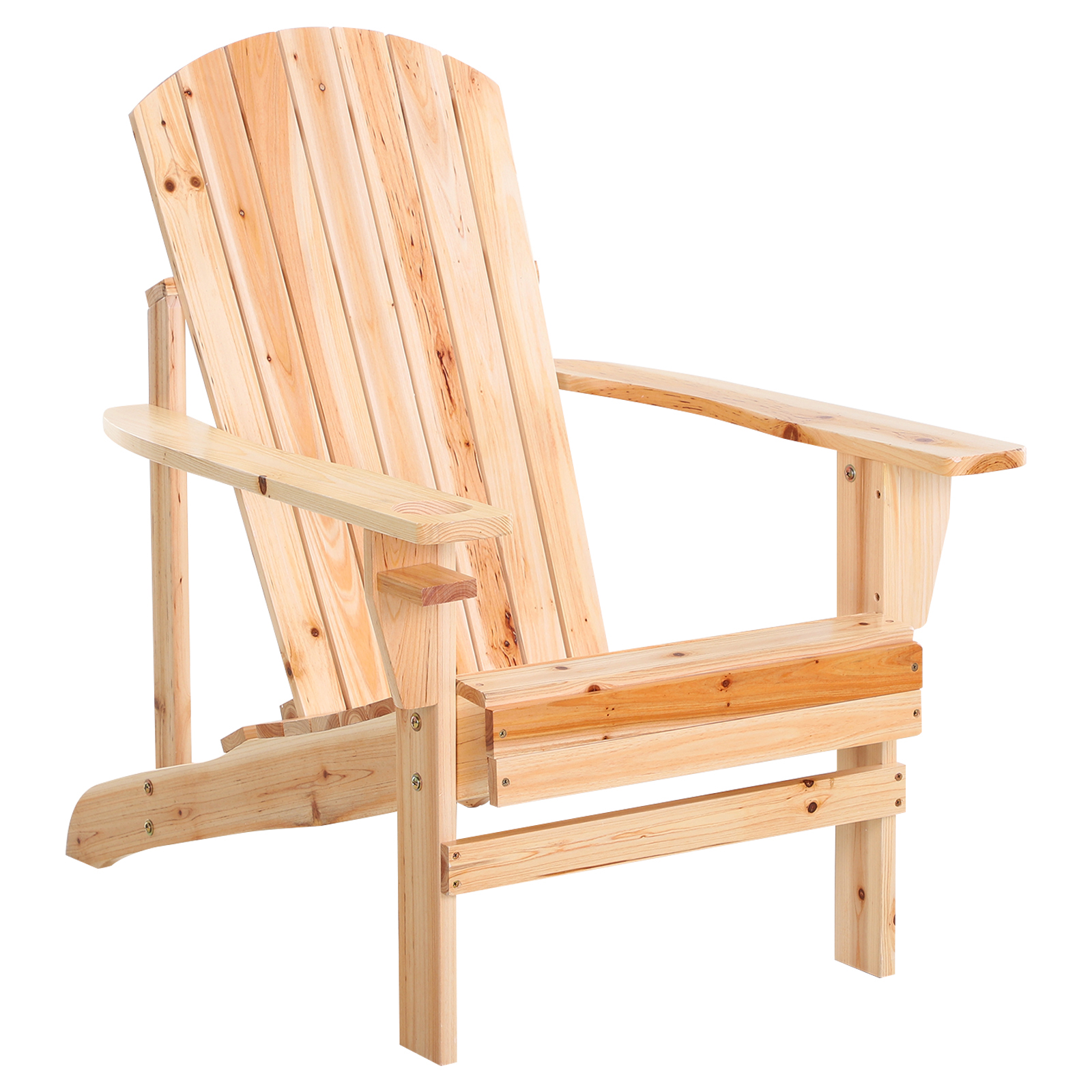 Outsunny Silla Adirondack de Madera Silla de Jardín con Reposabrazos y Respaldo Alto para Terraza Balcón Exterior 72x95x93 cm Natural