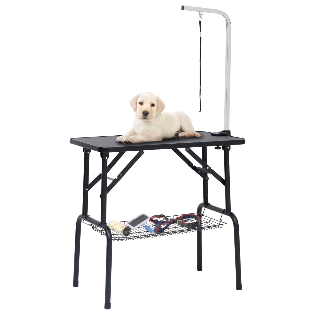 vidaXL Mesa de Aseo Ajustable para Perros con 1 Lazo y Cesta Belleza Canina Modelo con cesta, sin cesta