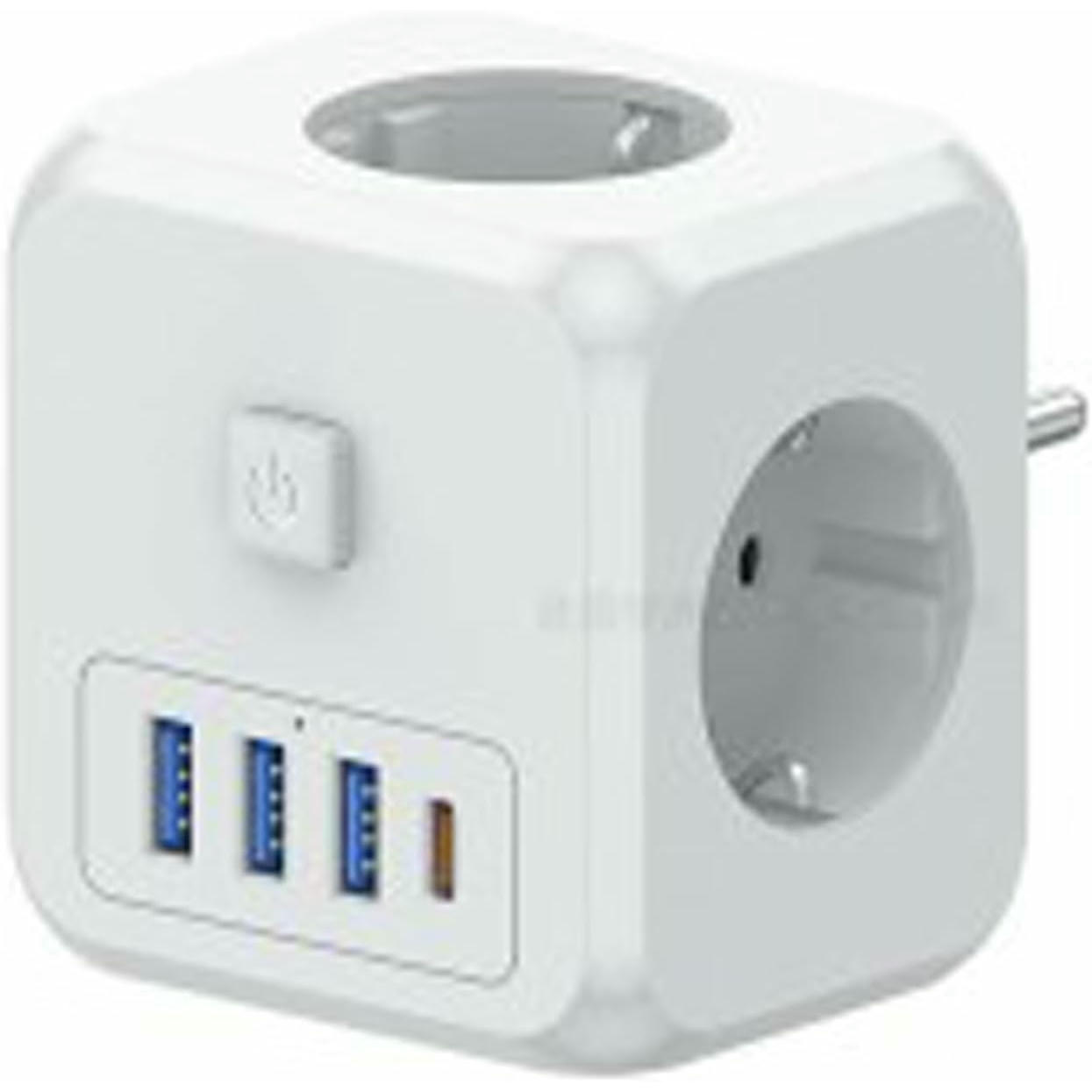 Adaptador de viaje universal, adaptador de enchufe con 3 puertos USB A y 1 puerto USB C, compatible con Europa, Alemania, Japón, Estados Unidos y Reino Unido
