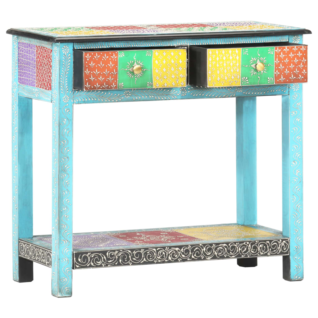 Vidaxl Mesa Consola Pintada a Mano Madera Maciza de Mango 80x35x75 Cm