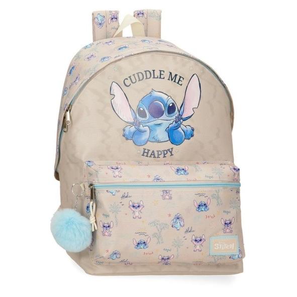 Mochila Stitch Cuddle Me Happy 31x44x15cm. Producto Oficial Para Niños y Niñas