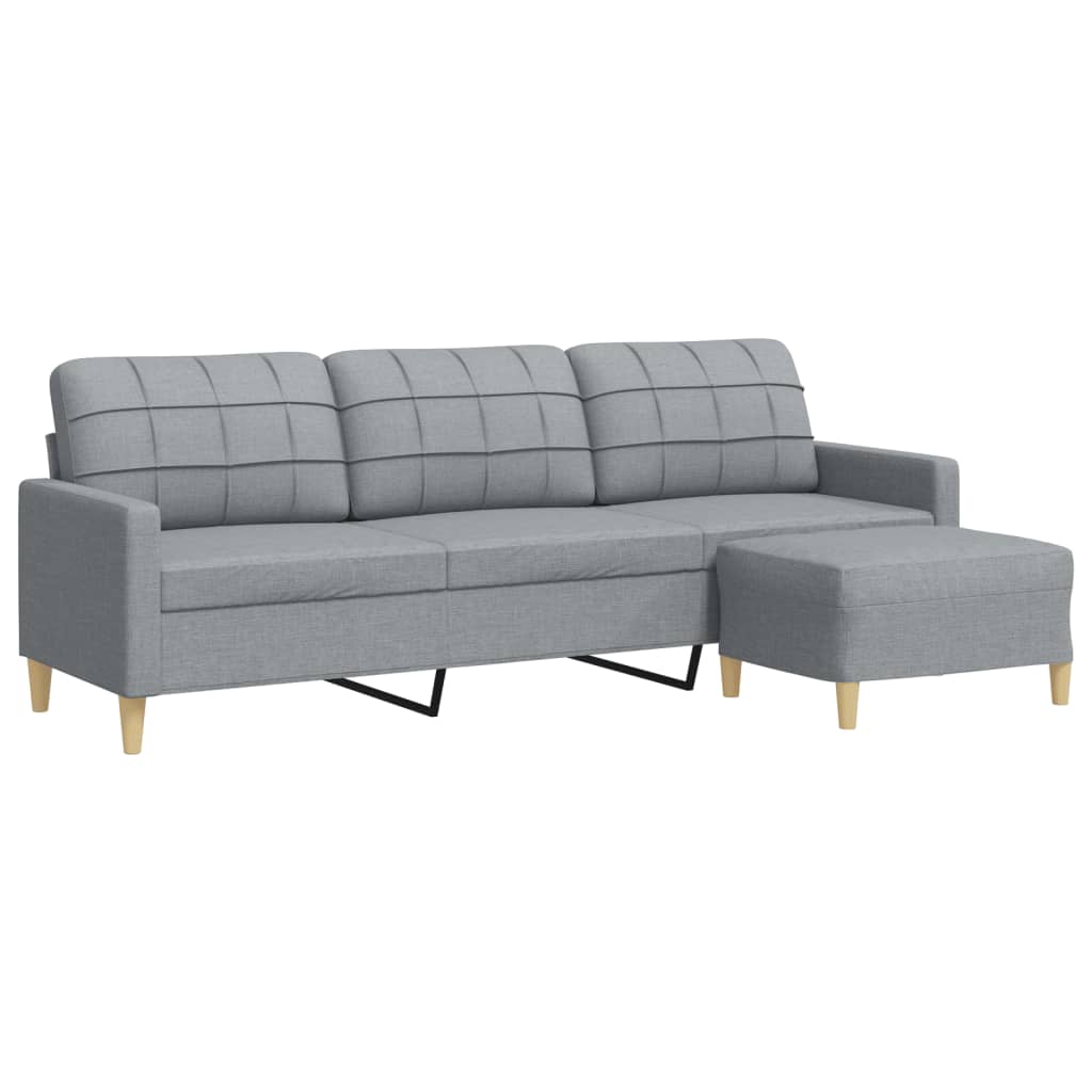 vidaXL Sofá de 3 plazas con taburete de tela gris claro 210 cm