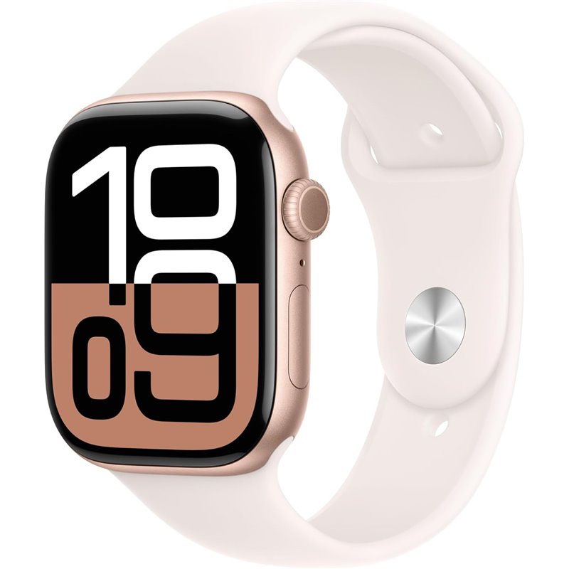 Apple Watch Series 10 GPS Cellular 46mm Caja de aluminio en oro rosa y correa deportiva rosa rubor Talla M/L