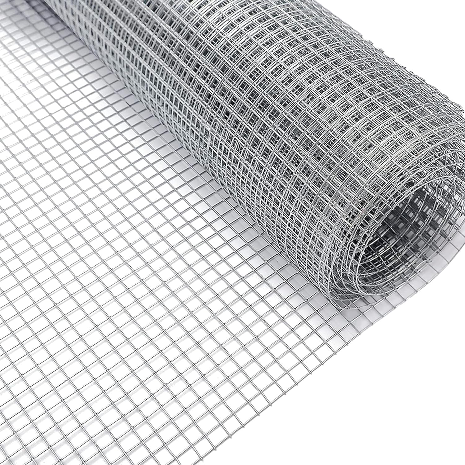 Malla Metálica Electrosoldada Galvanizada. Perfecta para plantas y animales_ múltiples usos. Rollo Varias medidas . Grosor del Cable 0.9 mm. Plateado