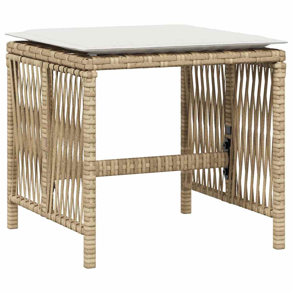 vidaXL Taburetes de jardín con cojines 4 uds ratán PE 41x41x36cm