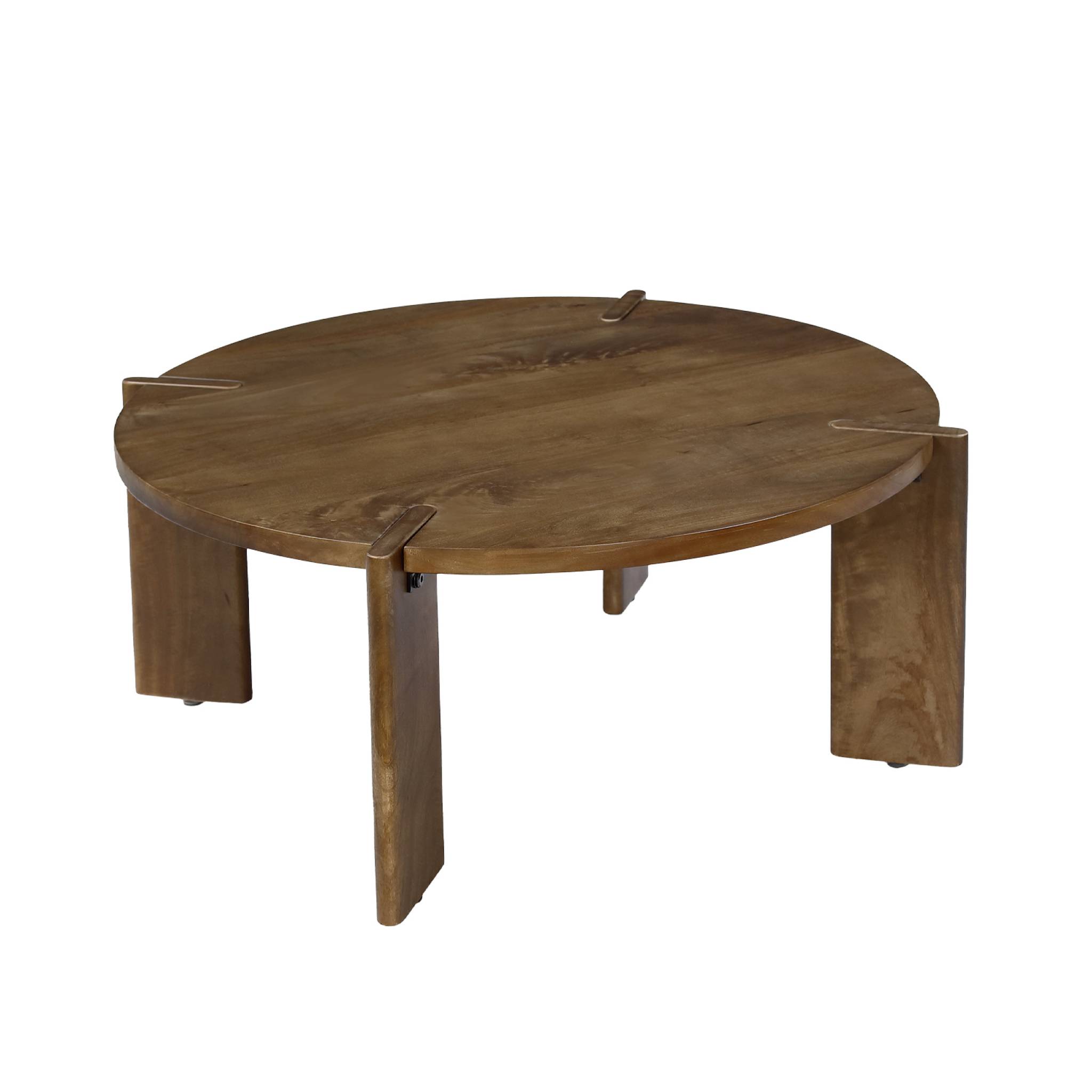 Mesa de centro exótica redonda de madera maciza