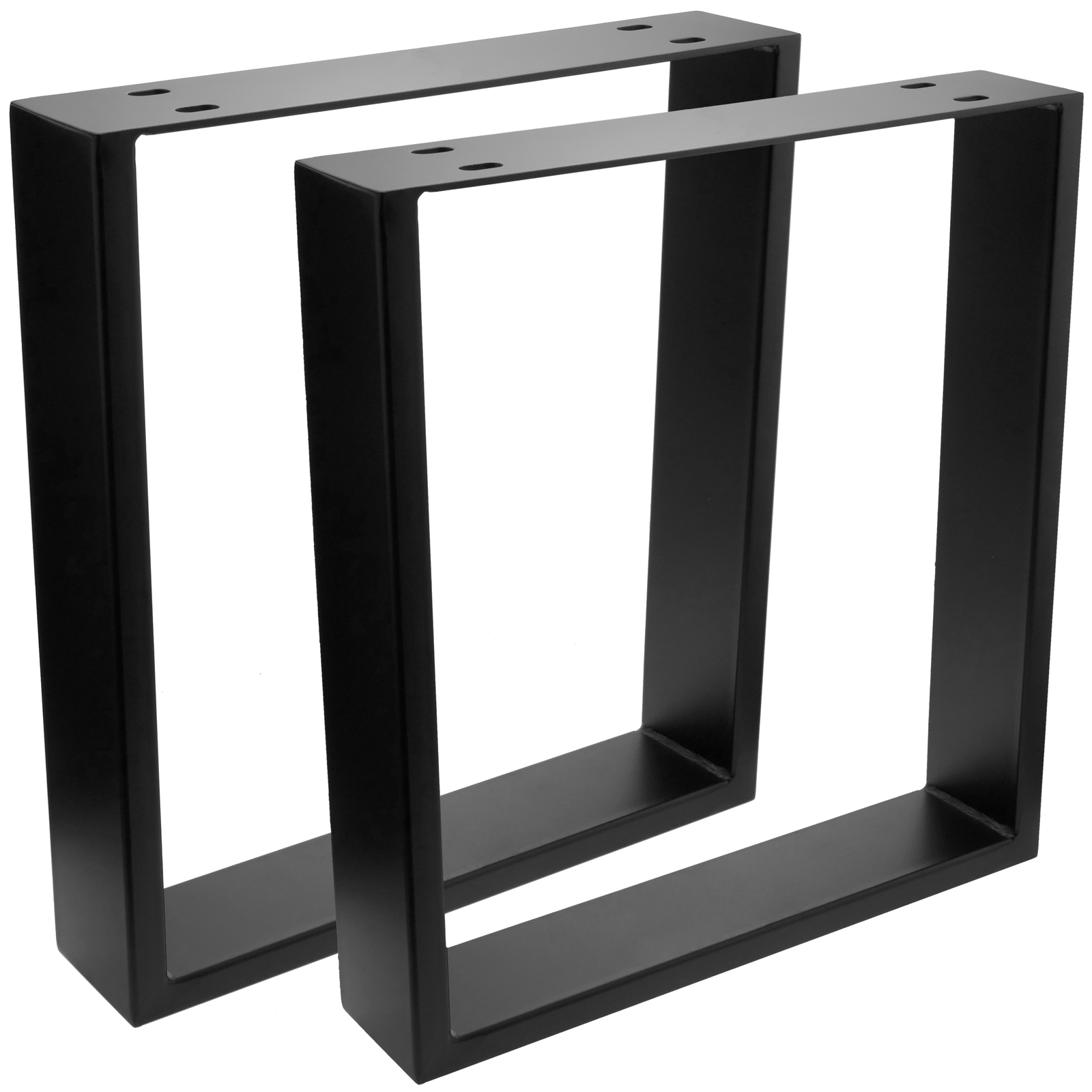 Pies rectangulares para mesita y banqueta. Patas en acero negro 400 x 80 x 430 mm 2-pack, tubos 80 x 20 mm - PrimeMatik