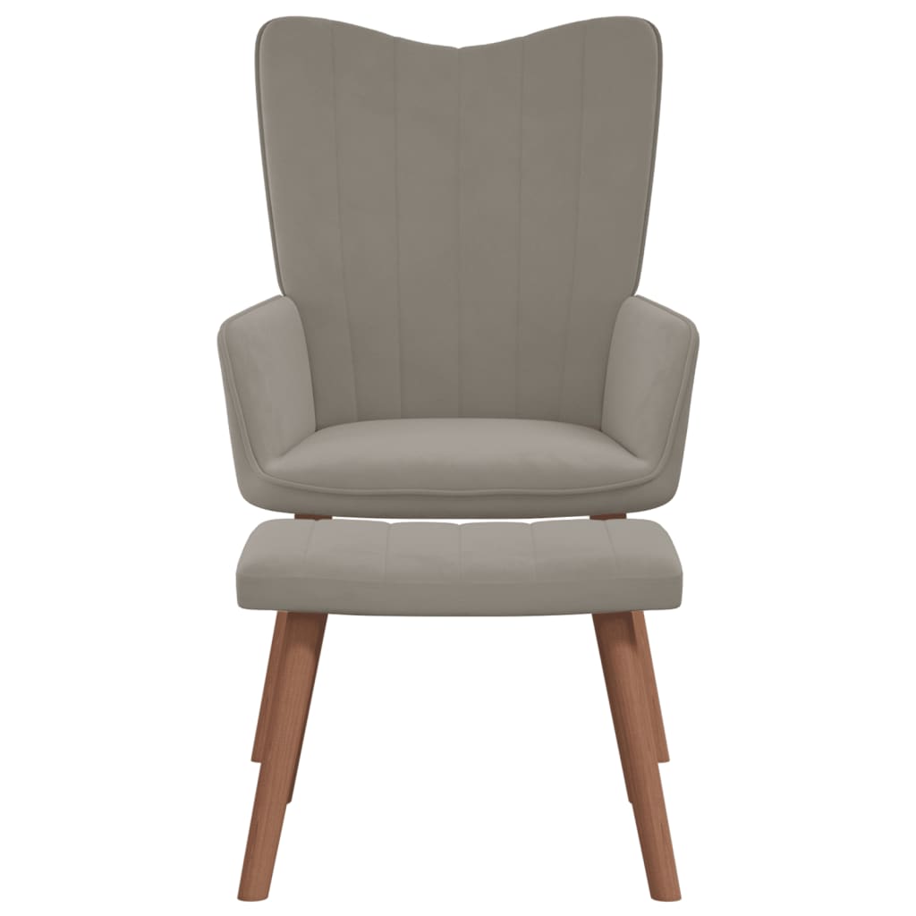 Vidaxl Sillón de Relax con Taburete Terciopelo Gris Claro