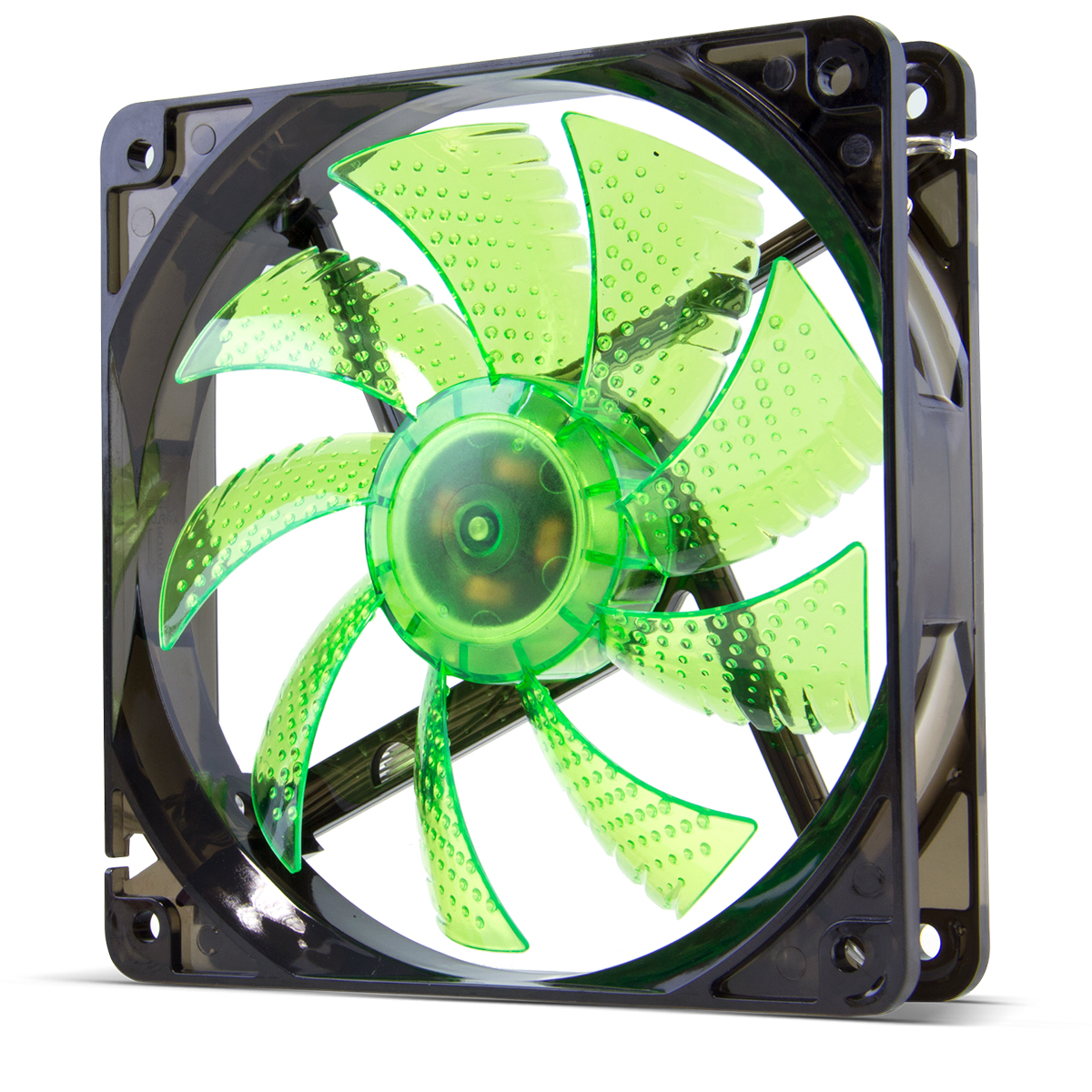 NOX COOLFAN 120LG-Ventilador Caja PC 120mm, 9 Aspas Traslúcidas, Rodamientos Larga Duración, 4 LEDs, silencioso, conector 3 y 4 pines, color Verde, Negro