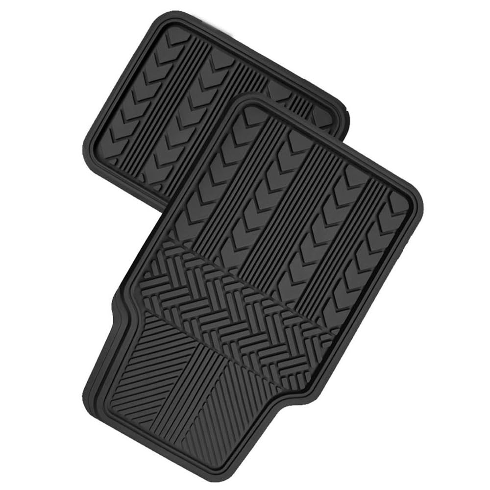 KRAWEHL - Juego de 4 Alfombras Rallye - de PVC - para Coches - Alfombrillas Delanteras y Traseras - Flexibles - Perfil Anatómico - Reverso Antideslizante - Aspecto Neumático - Color Negro