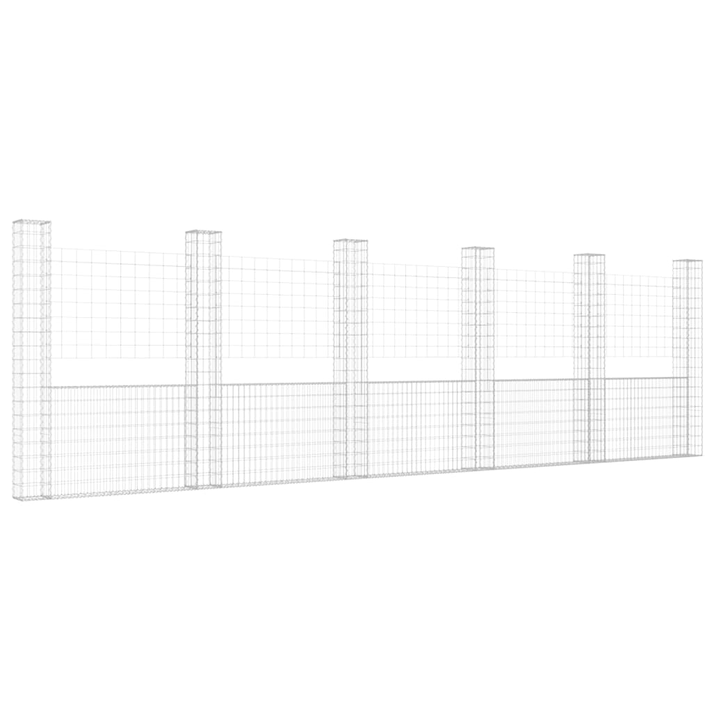 Vidaxl Cesta de Gaviones Forma de U 6 Postes de Hierro 500 X 20 X 100 Cm