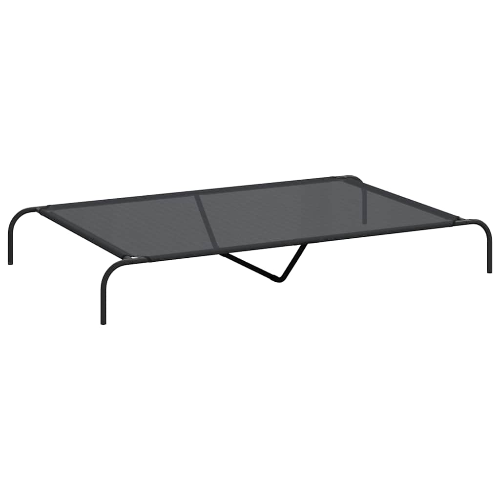 Cama elevada para perros vidaXL negra 150x90x20 cm textilene y acero en color Negro/Gris