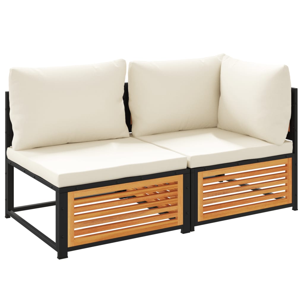 Vidaxl Sofá de Jardín 2 Plazas con Cojines de Madera Maciza de Acacia Antracita y Crema