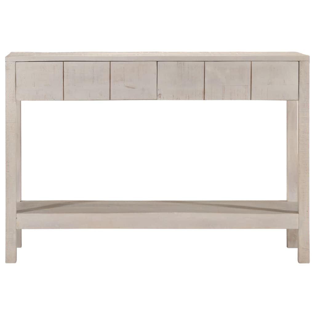 Vidaxl Mesa Consola Madera Maciza de Mango 110x35x75 Cm Marrón, Blanco