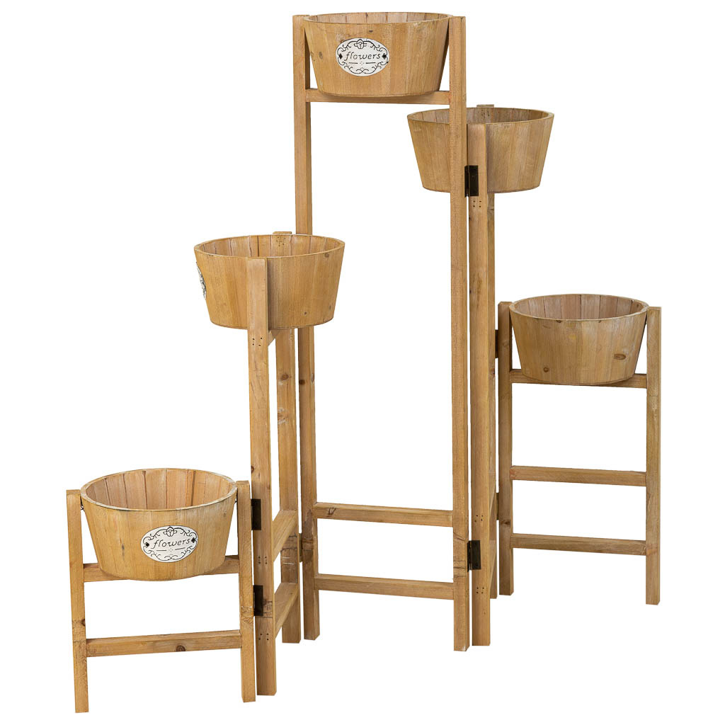 Soporte Wanderlust para Macetas con Estructura de Madera Marrón - Optimiza Espacio