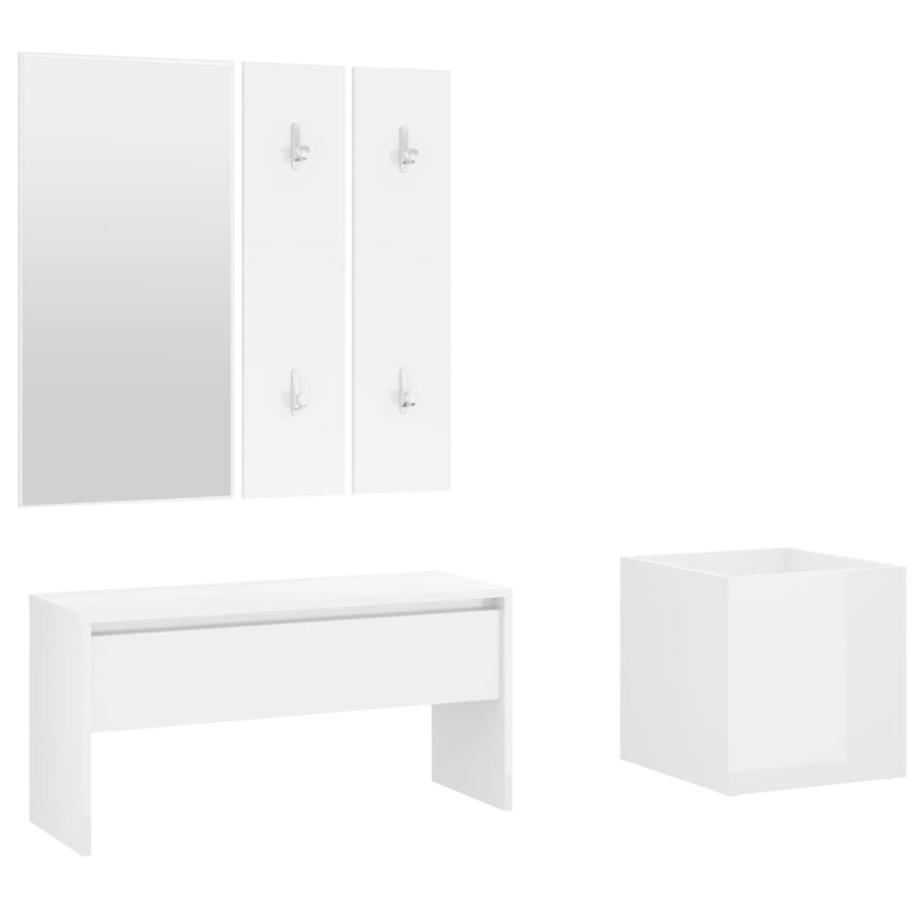 vidaXL Set de muebles de recibidor madera contrachapada blanco brillo