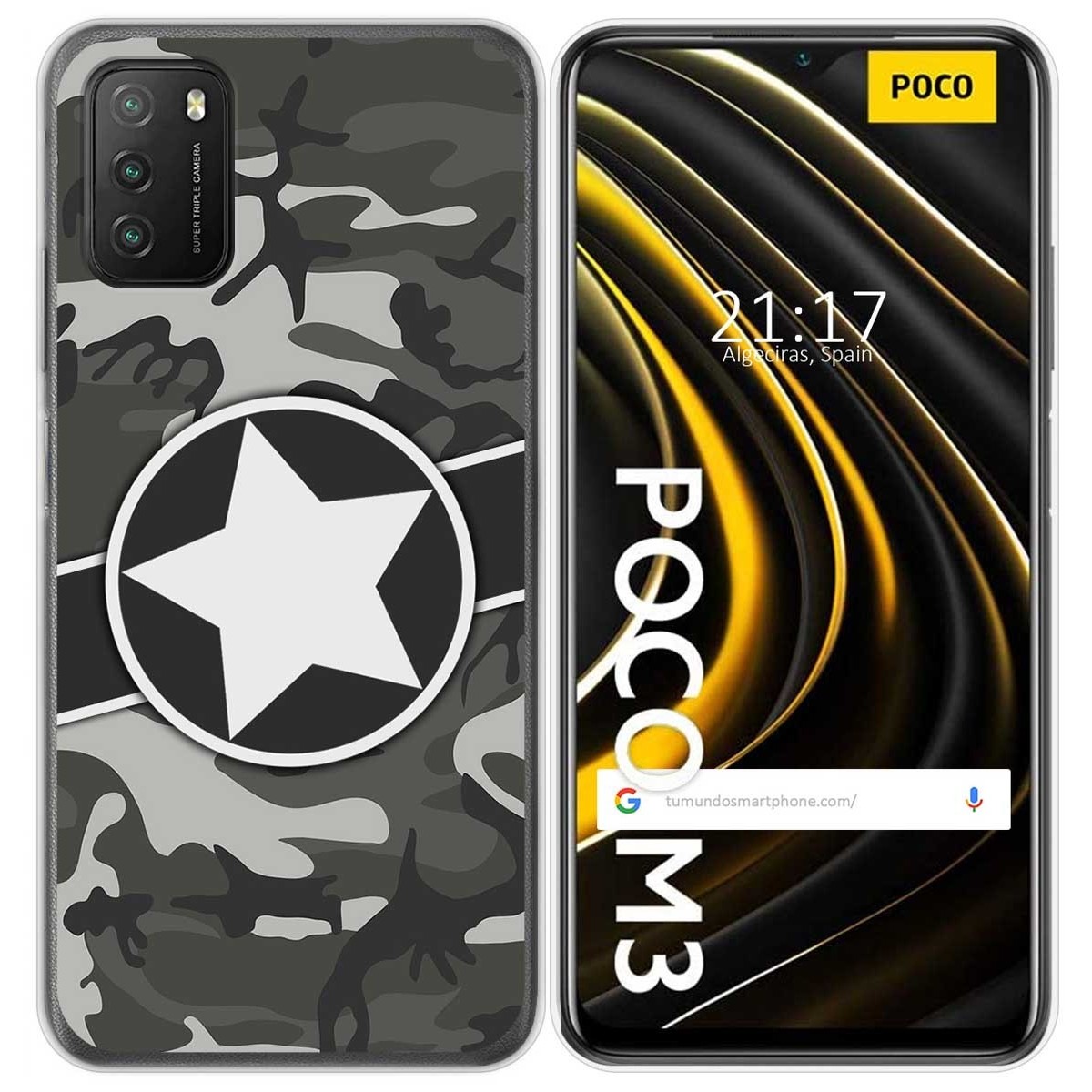 Tumundosmartphone Funda Gel Tpu para Xiaomi POCO M3 / Redmi 9T diseño Camuflaje 02 Dibujos