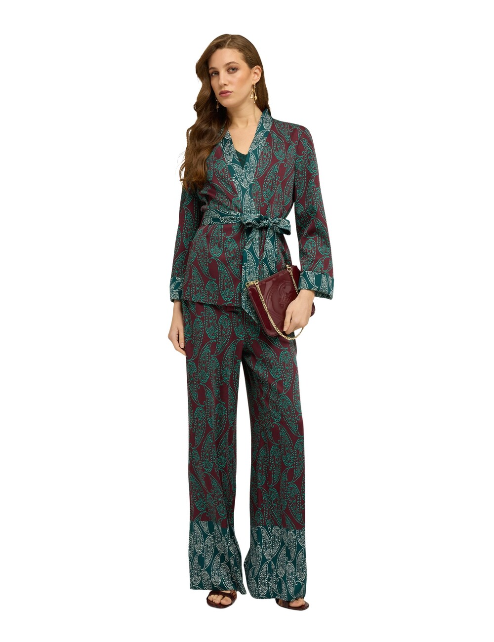 Motivi - Pantalones palazzo de raso estampado cashmere