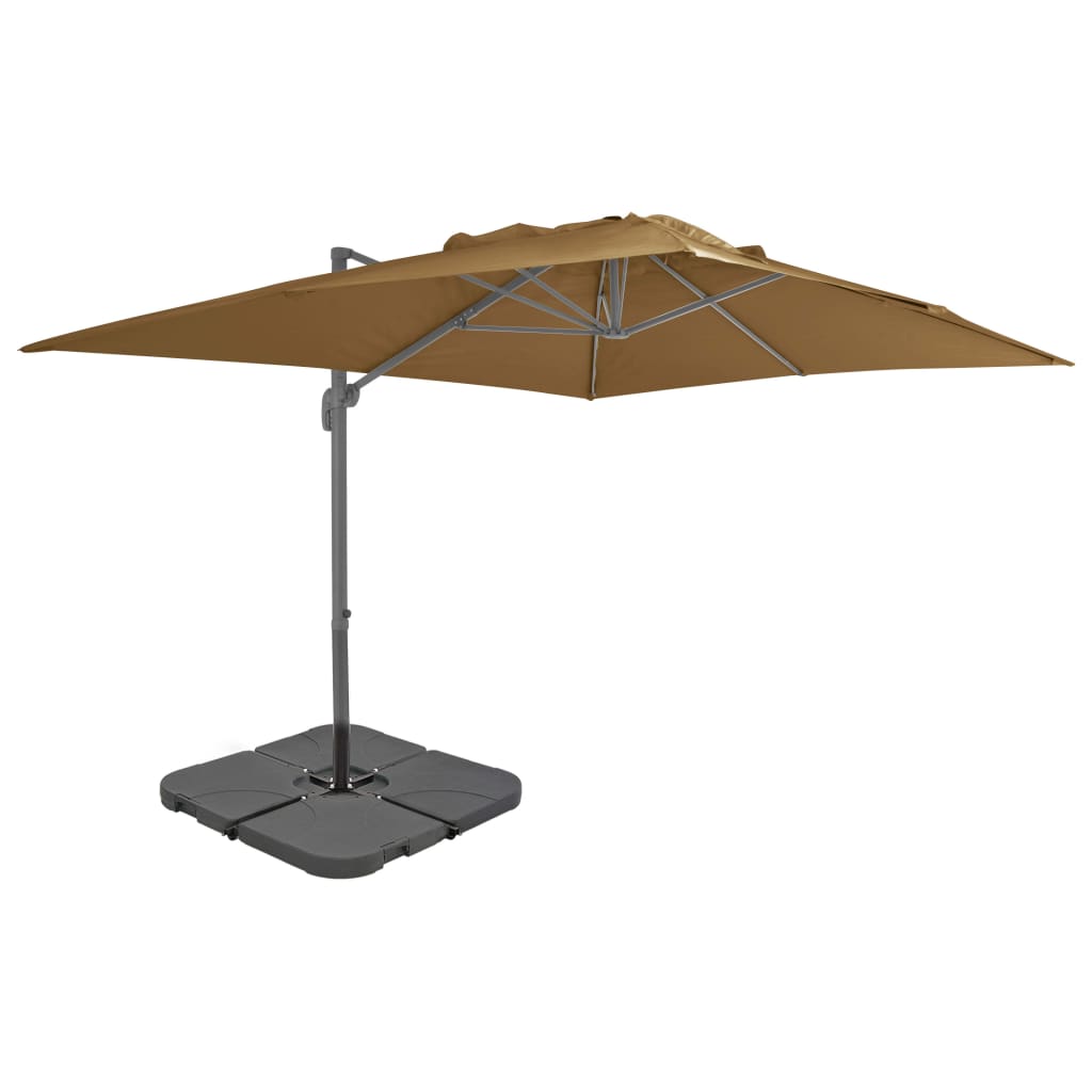 vidaXL Sombrilla de jardín con base portátil gris taupe