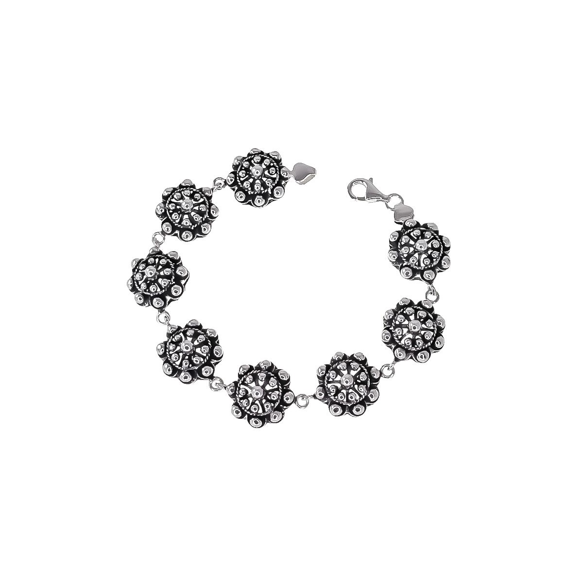 Pulsera en Plata de Ley 925m de 18 cm. tipo charro con efecto oxidado
