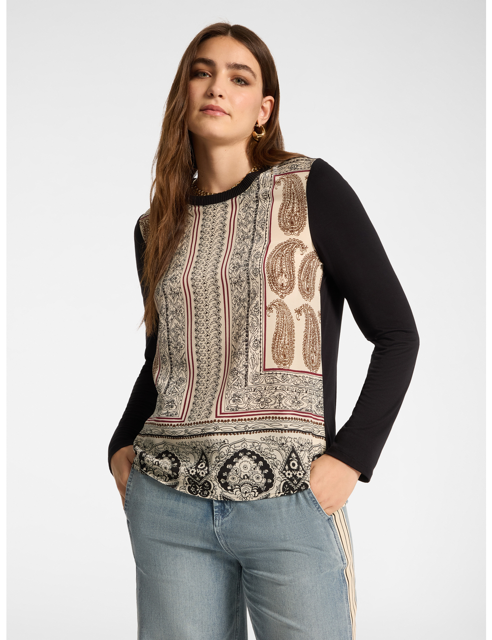 Elena Mirò - Camiseta bimatérica estampada mezcla viscosa