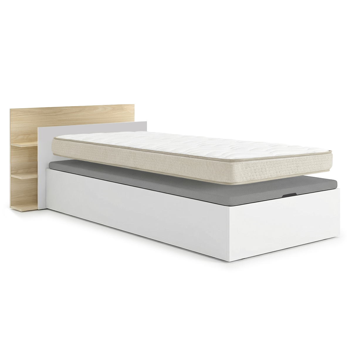 Pack ahorro juvenil Canapé con Cabecero Tori y Colchón viscoelástico Nova 90 x 190 cm | Montaje Incluido (Solo canapé)