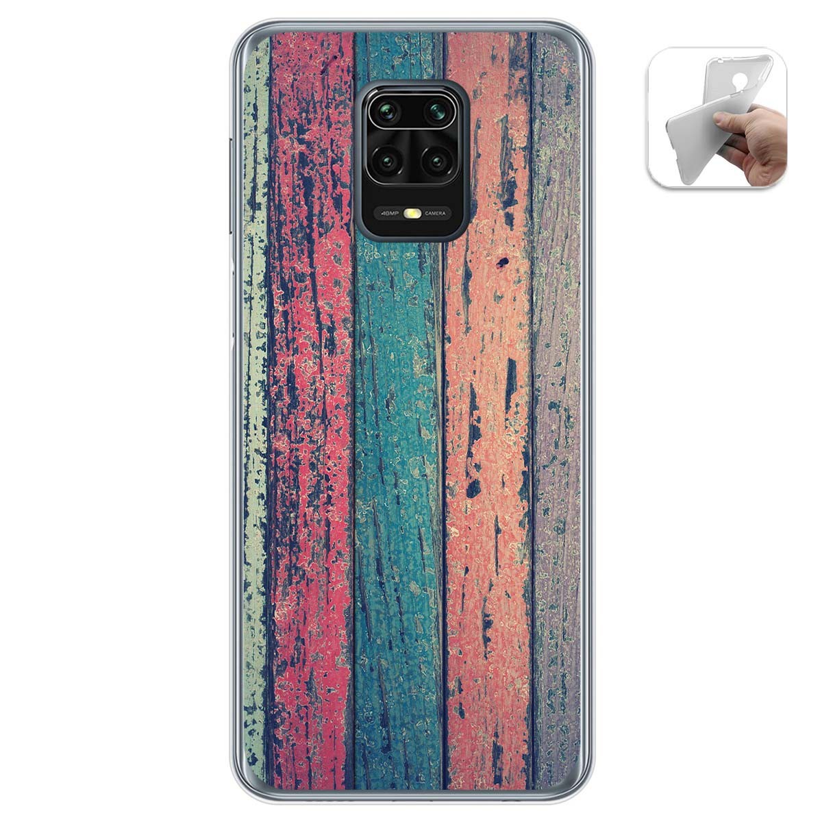 Tumundosmartphone Funda Gel Tpu para Xiaomi Redmi Note 9S / Note 9 Pro diseño Madera 10 Dibujos