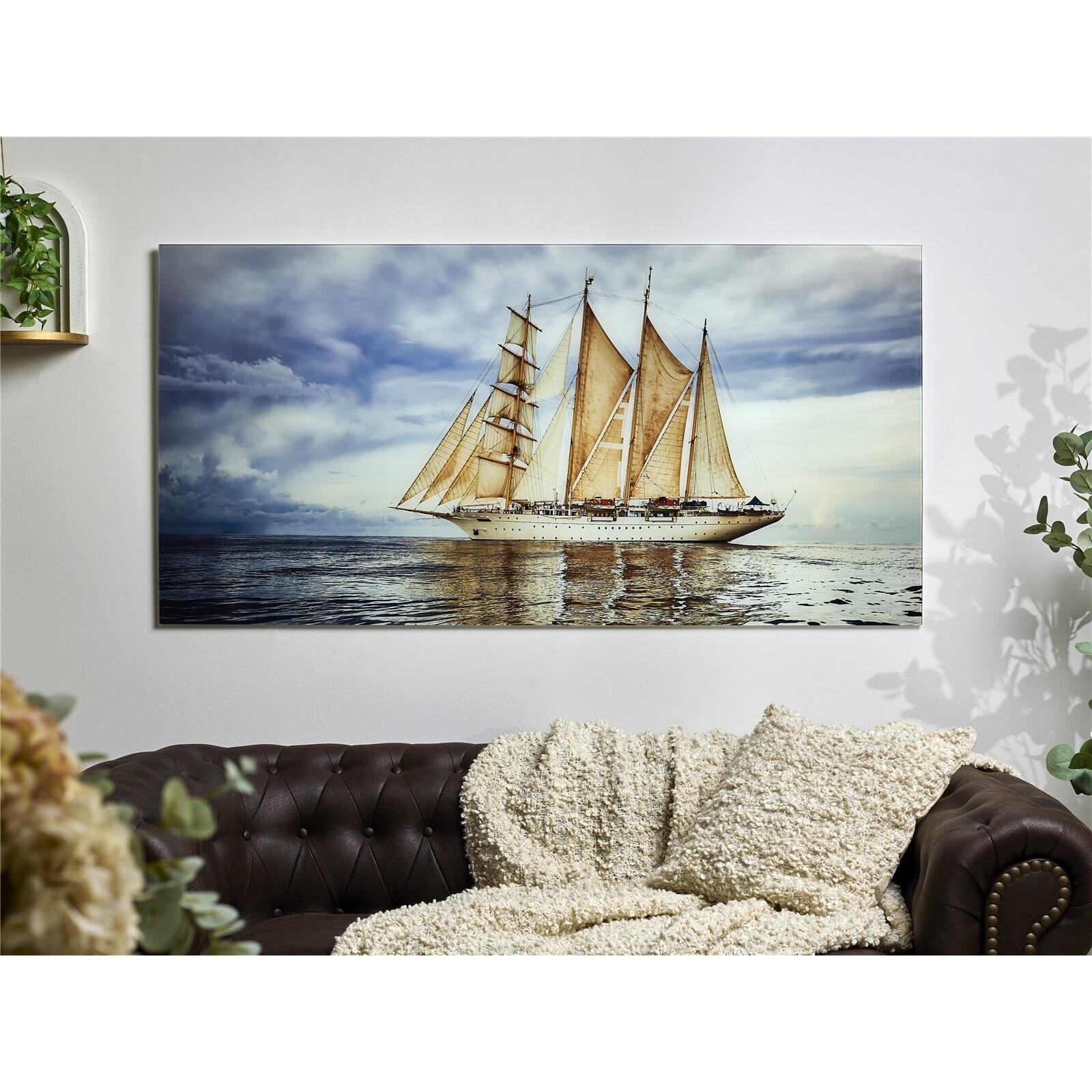 Cuadro cristal impr. velero de 4 mastiles 140x70 cms. 140x1x70 cms. El mejor complemento para tu hogar.