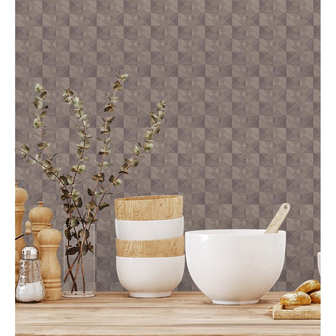 Papel pintado vinílico lavable ligeramente metalizado con textura en relieve - Claxton Tiles 680970 de GAULAN - Rollo de 10 m x 1,06 m