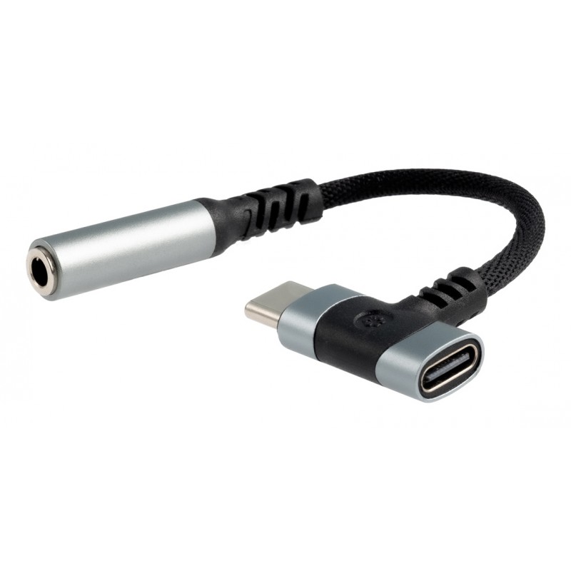 Nanocable - 10.24.1207 cambiador de género para cable USB-C + USB-C 3.5 mm Negro 10.24.1207