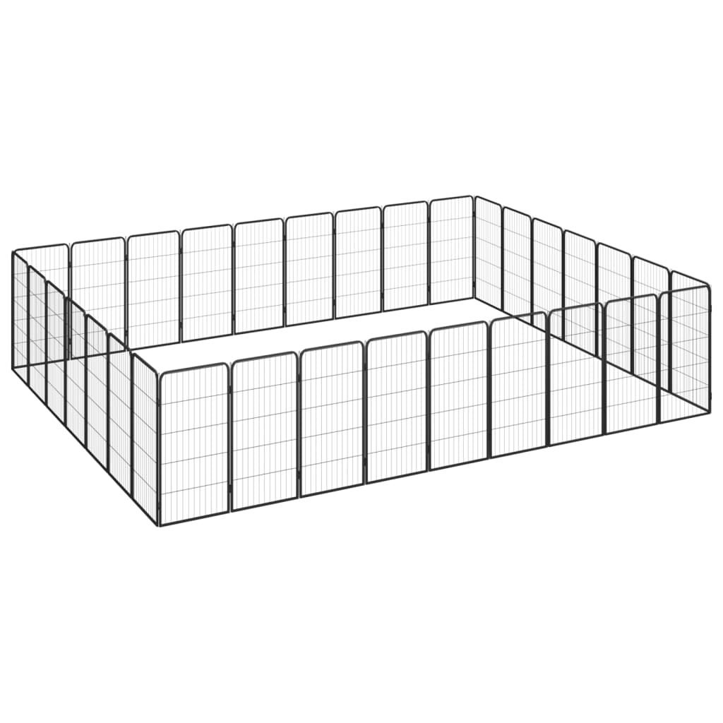 vidaXL Jaula Perros Acero Recubierto Polvo Negro Puerta Cachorro Dimensiones 50x50x100cm (4 paneles),  150x50x100cm (8 paneles),  200x100x100cm (12 paneles) y mas