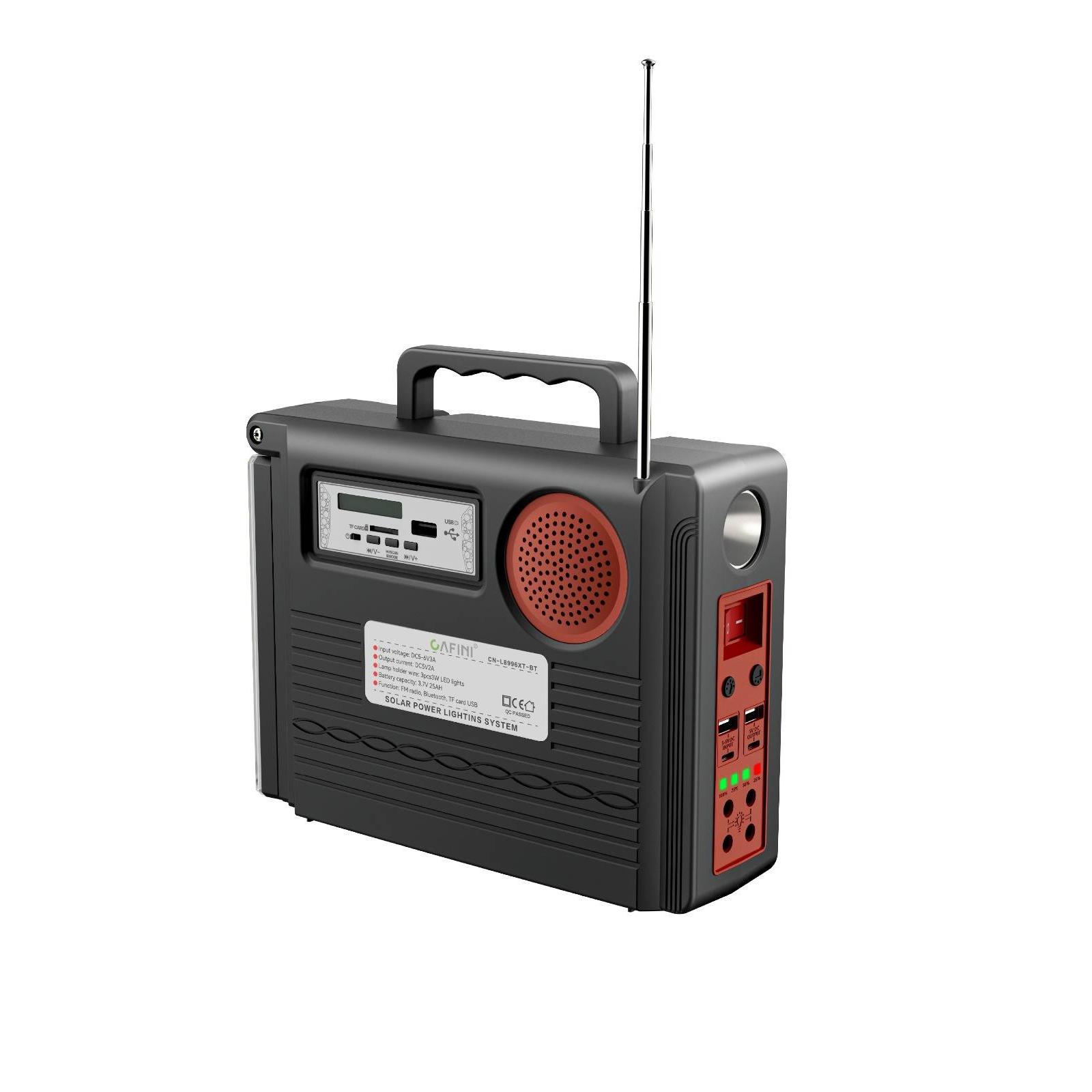 Sistema de Iluminación Solar QT-8806 con Panel Solar, Radio, Bluetooth y 3 Bombillas LED - Kit Solar Multifunción QT-8806 – Iluminación 20W, Radio, Bluetooth y Carga USB