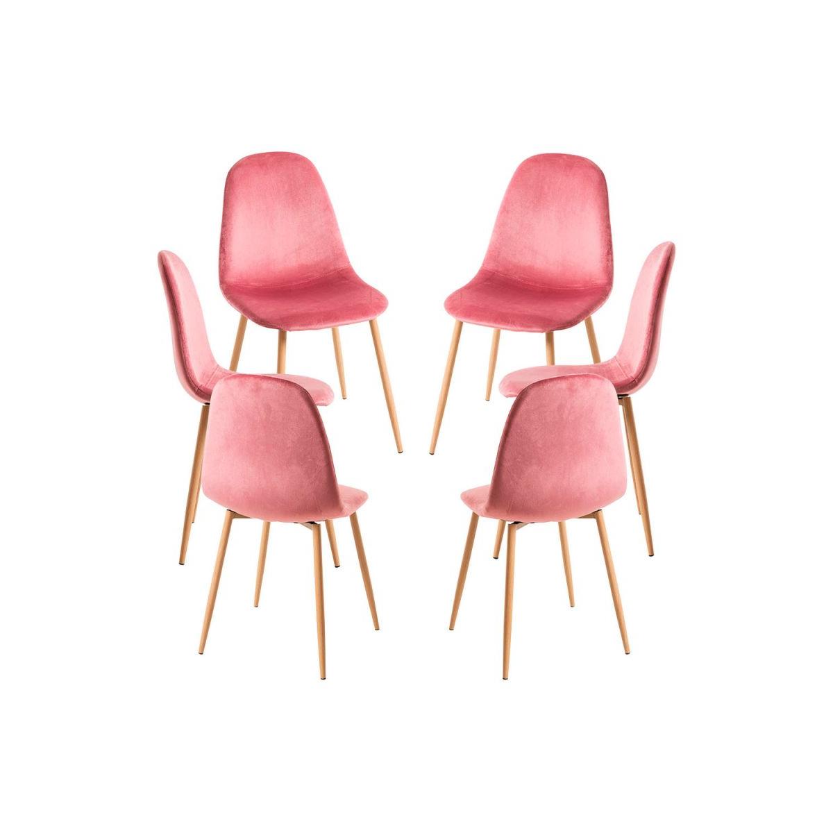 Regalos Miguel - Packs Sillas Comedor - Pack 6 Sillas Teok Terciopelo - Rosa