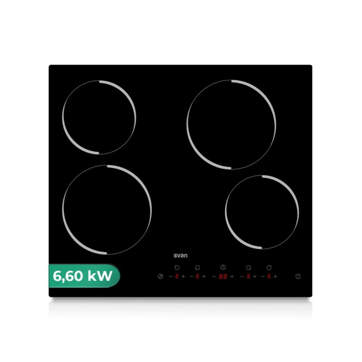 Placa vitrocerámica Svan SV4601 6600W 4 fuegos negro 60 cm