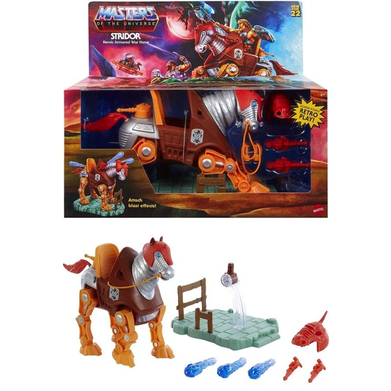 Masters of the Universe Origins Figura de Acción Stridor - Con Lanzadores casco y Brida 17x27cm Edad 6+ Años Mattel HDT26 CPAHDT26