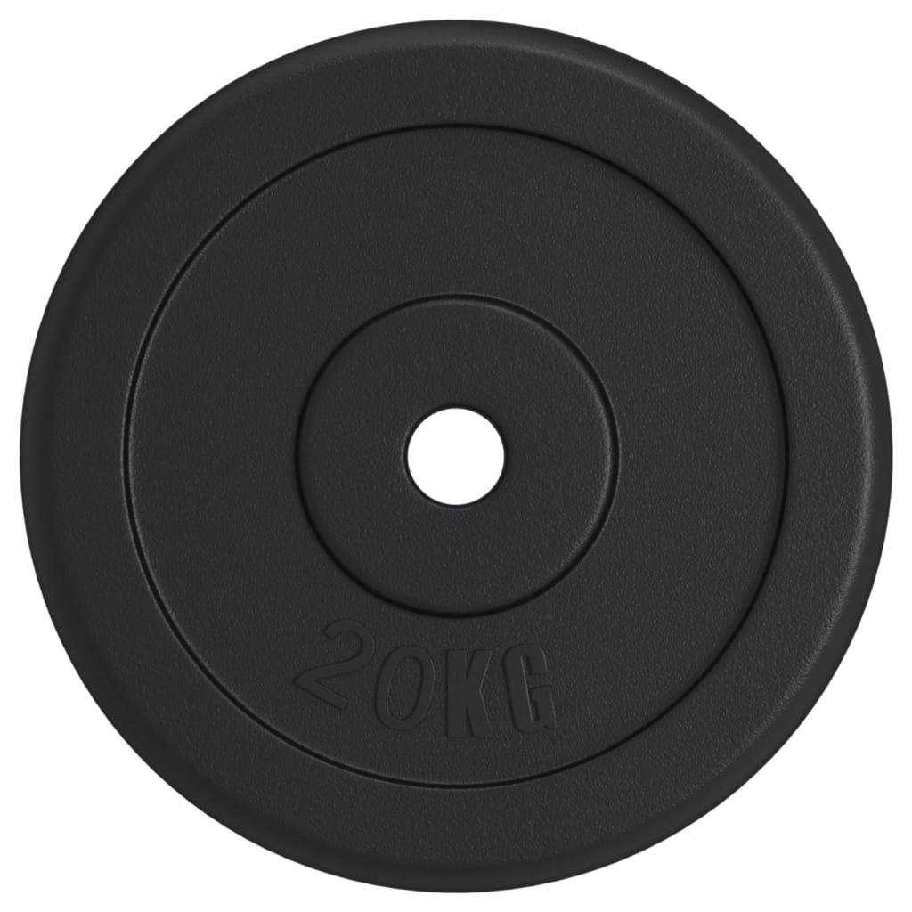 vidaXL Disco de Pesas Hierro Fundido Barras Entrenamiento Levantamiento Peso 1x 20 kg,  2x 10 kg,  4x 5 kg y mas