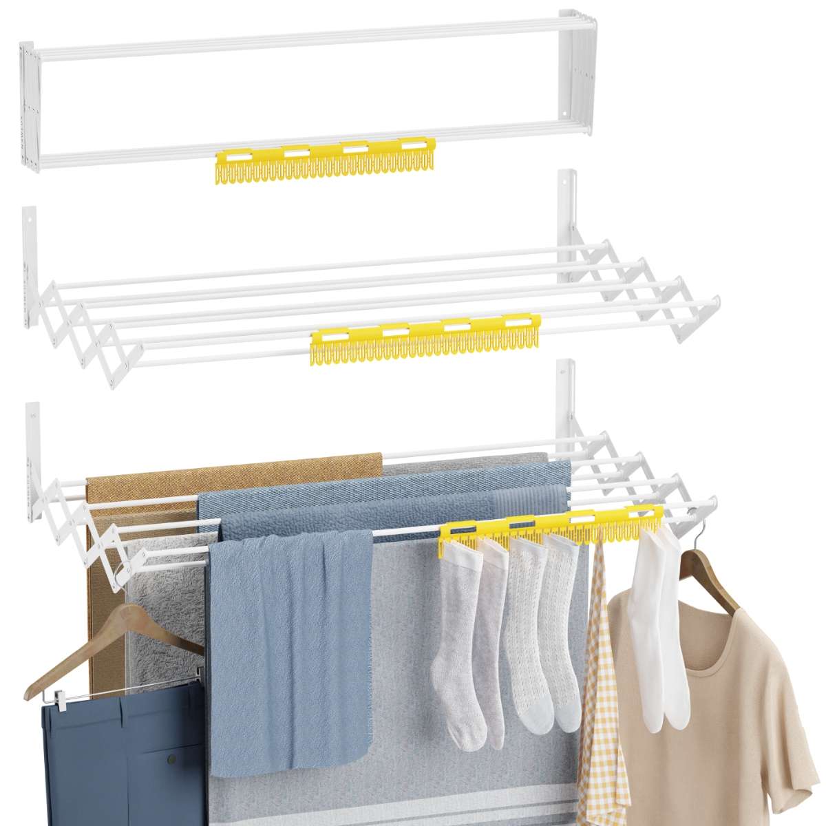 Newlux Tendedero Plegable Pared Wall V80 Blanco (80 x 60 x 19 cm) con capacidad para 9 m / 12 kg