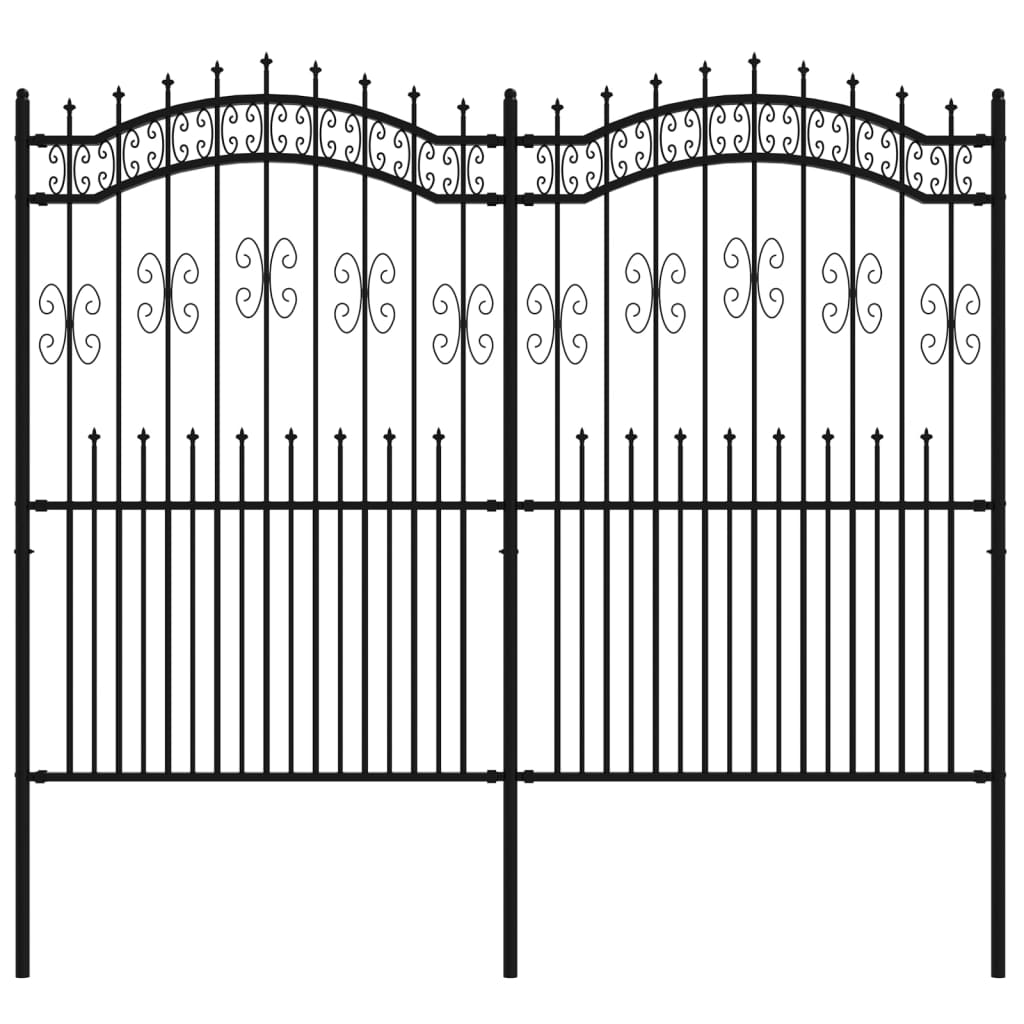 vidaXL Valla de jardín con punta de lanza negra, 240 x 175 cm, acero con recubrimiento en polvo