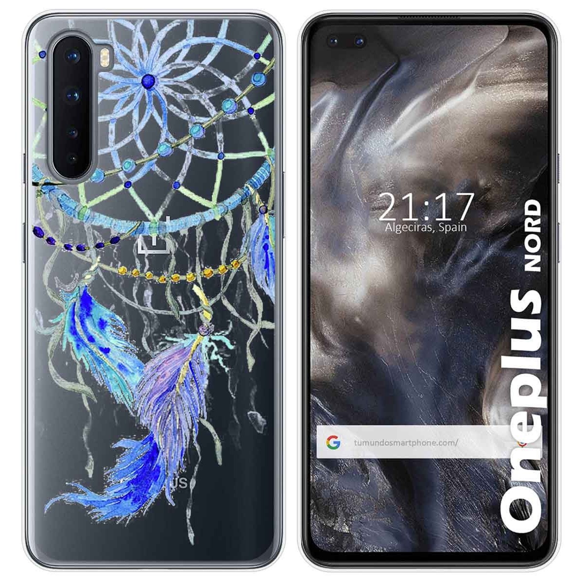 Tumundosmartphone Funda Gel Transparente para OnePlus Nord diseño Plumas Dibujos