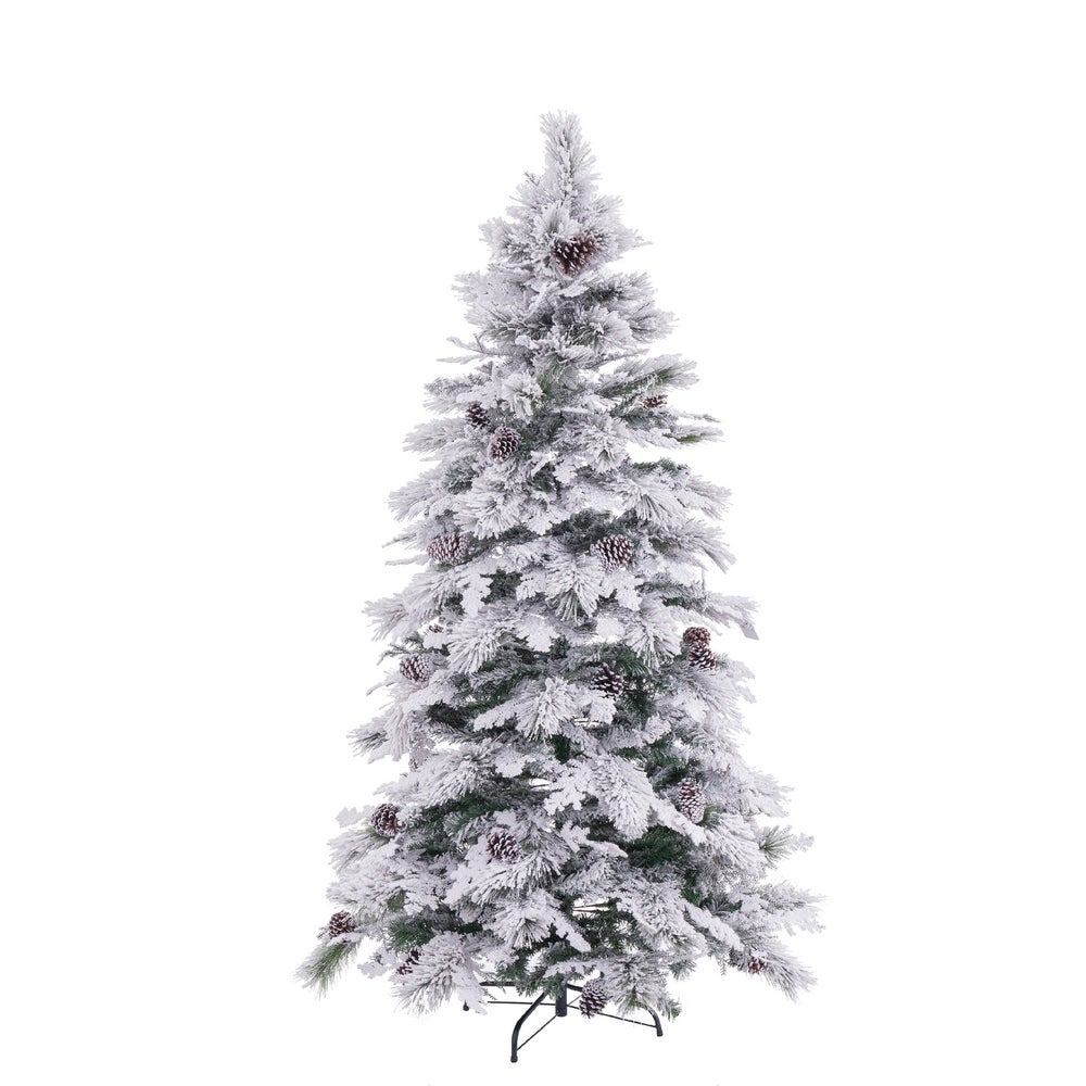 Lola Home Árbol de Navidad Artificial con 272 Ramas con Nieve Blanco y Verde de PVC y PE de 150 cm - LOLAhome