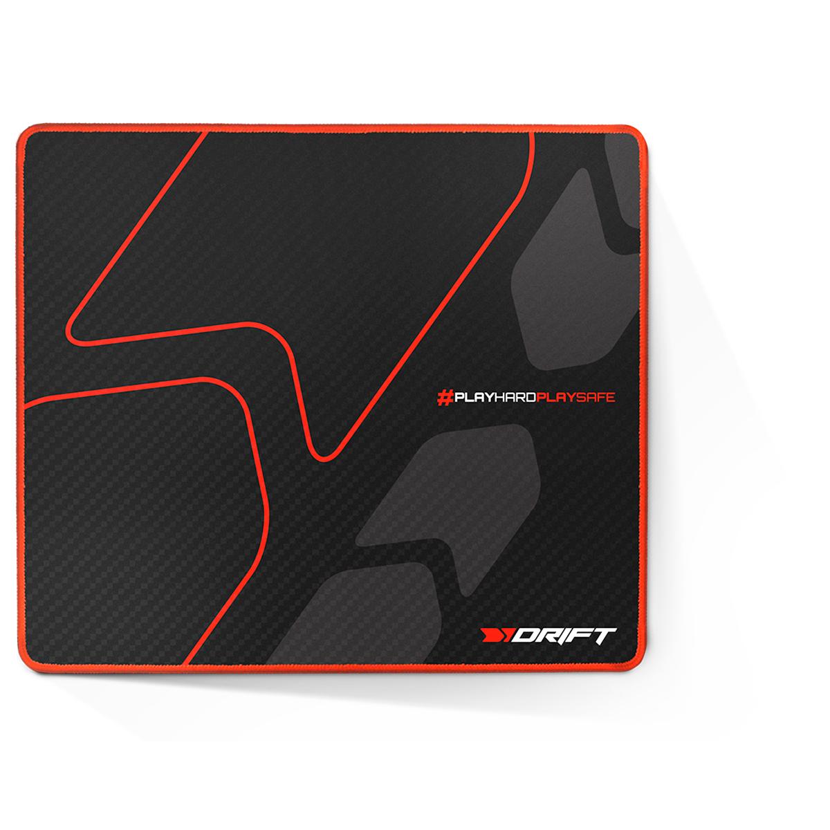 DRIFT ALFOMBRILLA GAMING - 400 x 450 x 4 mm, Tela tratada térmicamente, Base de caucho antideslizante, Velocidad y control, Rojo y Negro