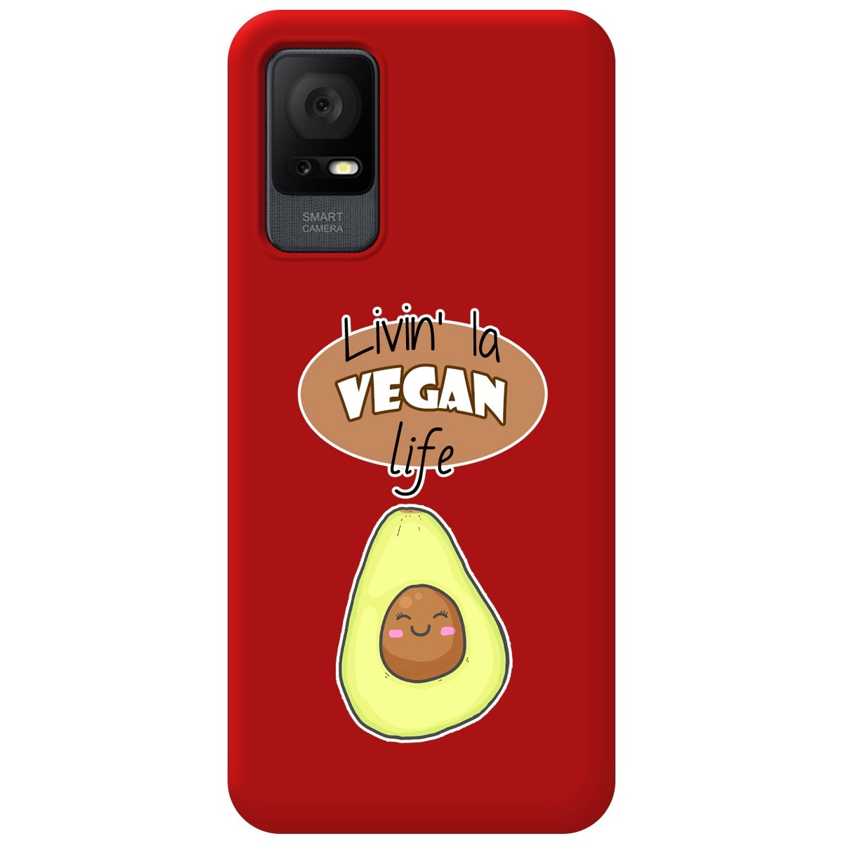 Funda Silicona Líquida Roja para TCL 405 diseño Vegan Life Dibujos