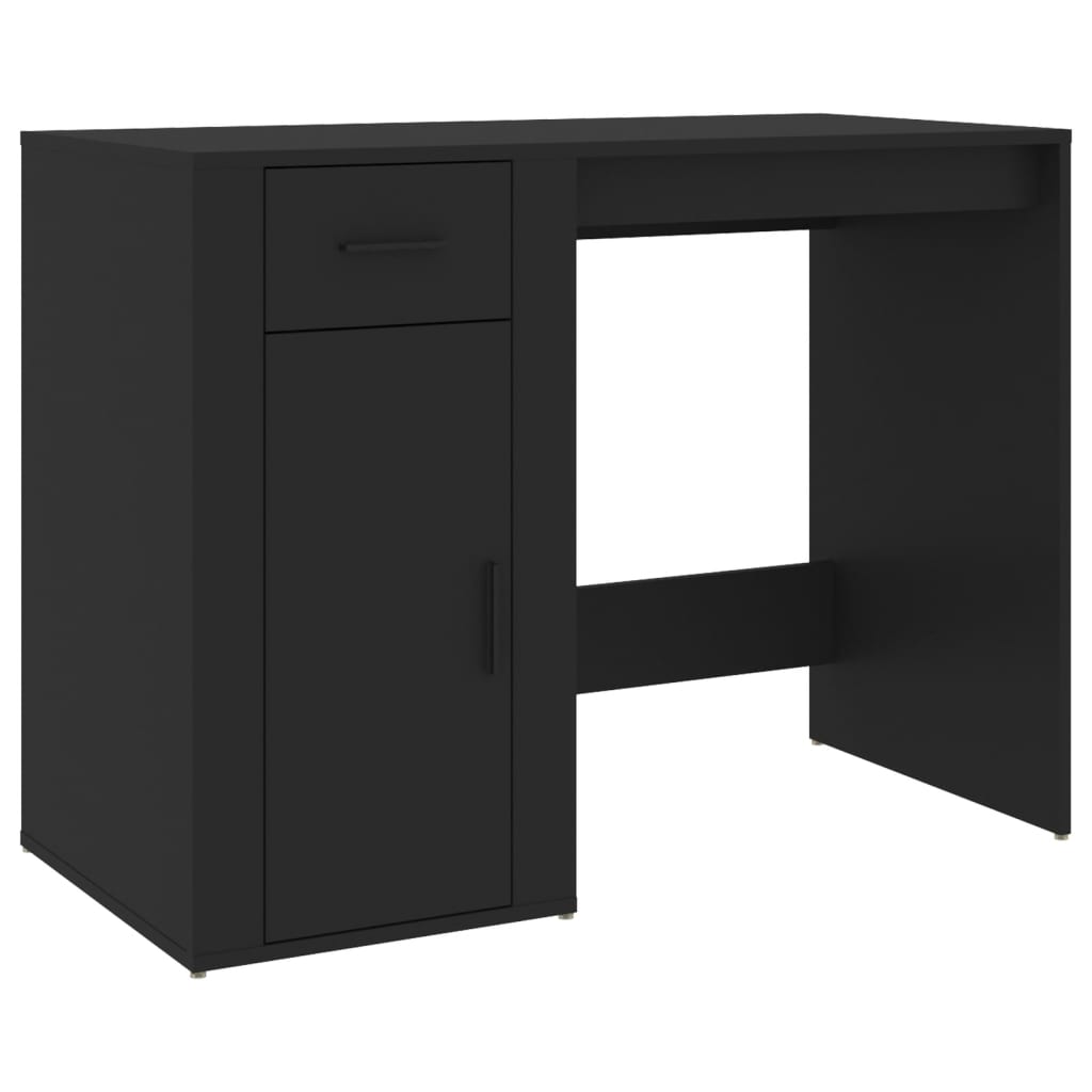 vidaXL Escritorio de madera contrachapada negro 100x49x75 cm