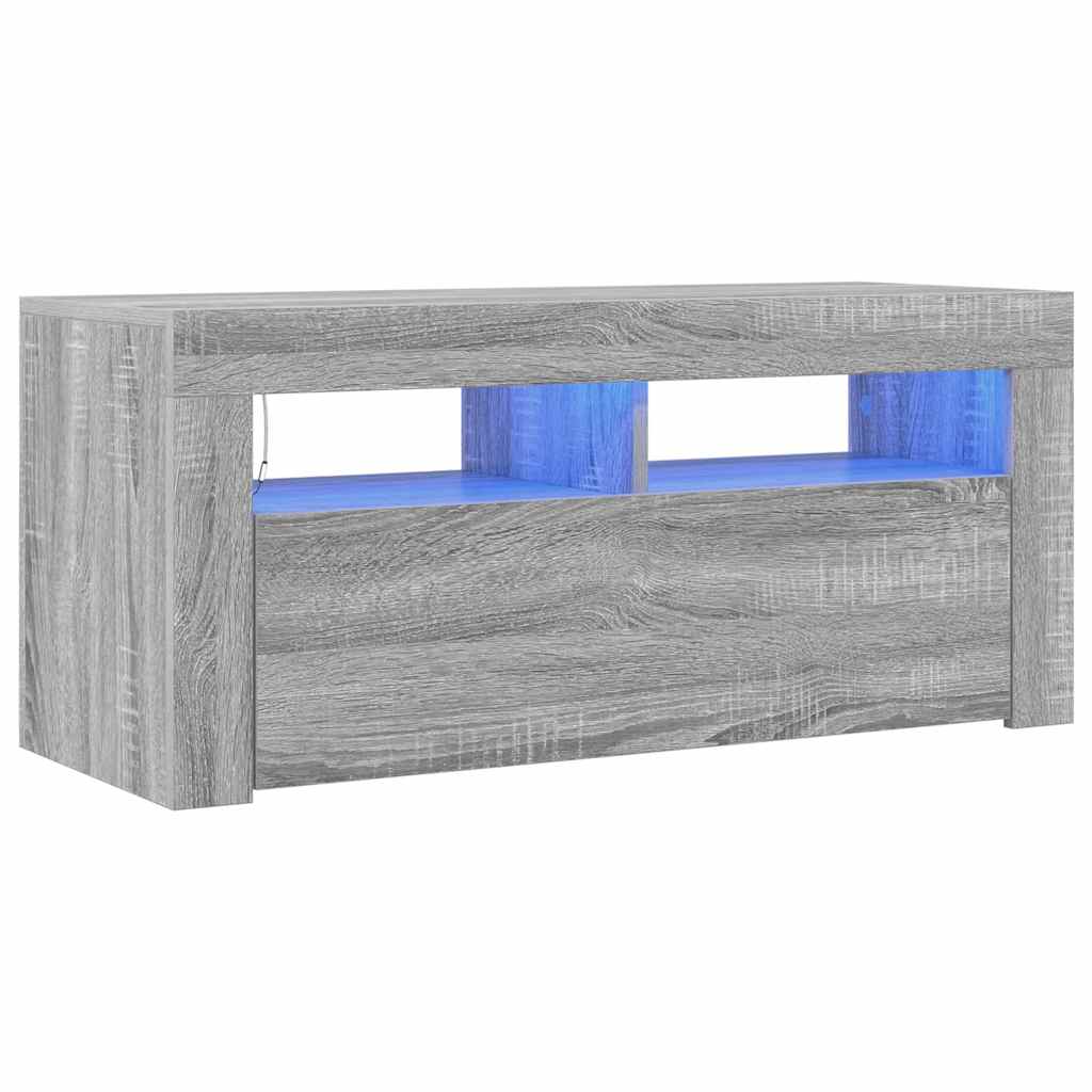 vidaXL Mueble de TV con luces LED gris Sonoma 90x35x40 cm