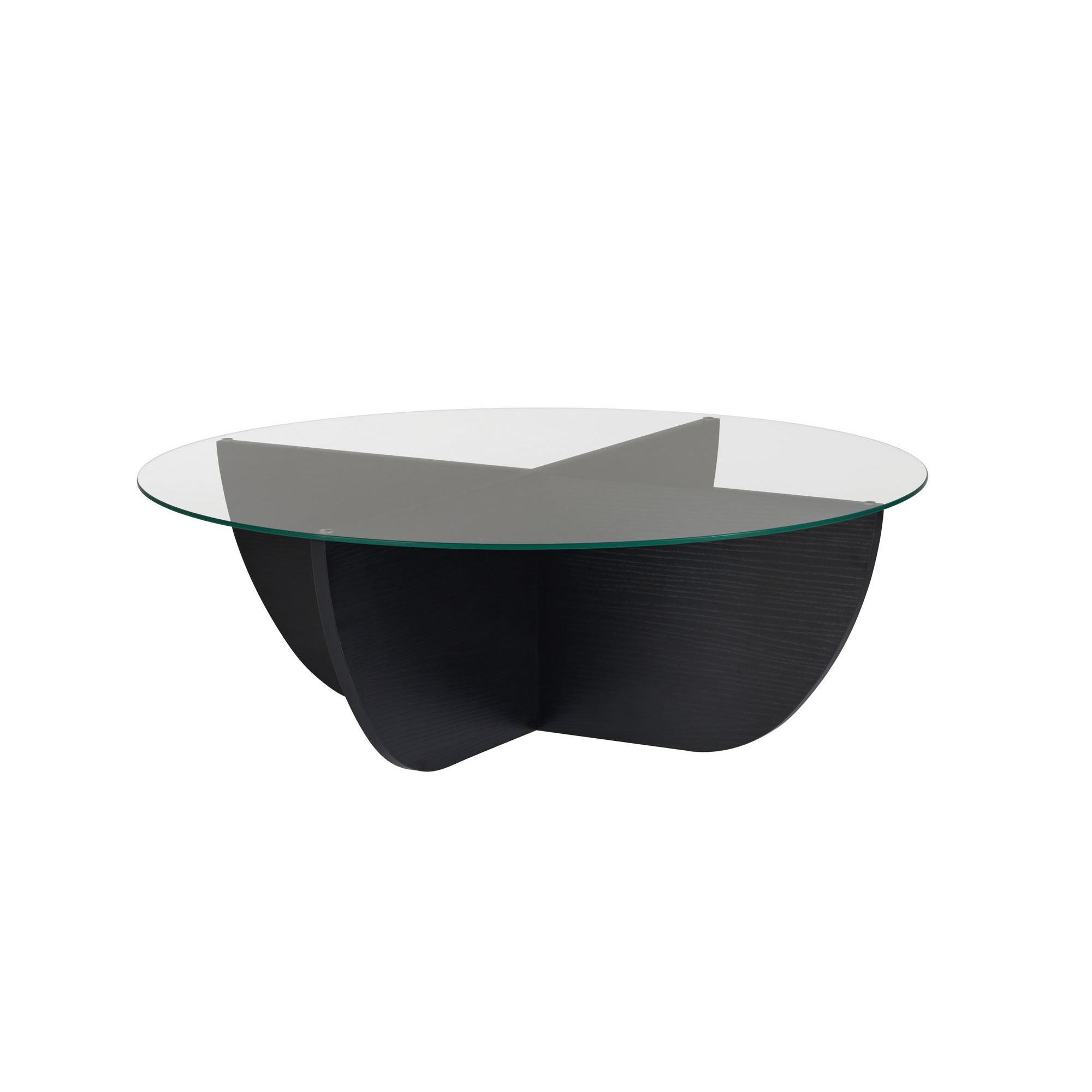 Habitat y Jardin - Mesa baja de cristal "Liya" 90 x 90 x 30 cm - Madera negra