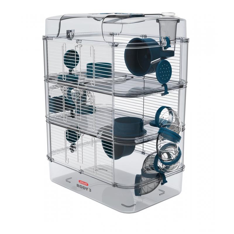 ZOLUX Rody3 Trio, Jaula para roedores, 41 x 27 x 53cm, Azul