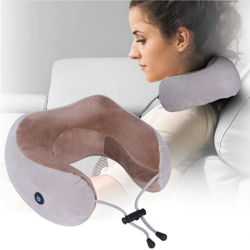 Eléctrico Almohada De Masaje Cuello Para Alivio De Dolor Cervical. Masajeador Cervical Eléctrico Recargable Por USB. Almohada De Masaje En Forma De U Para La Casa, Oficina, Viajes, Protector Para El Hogar Y El Coche