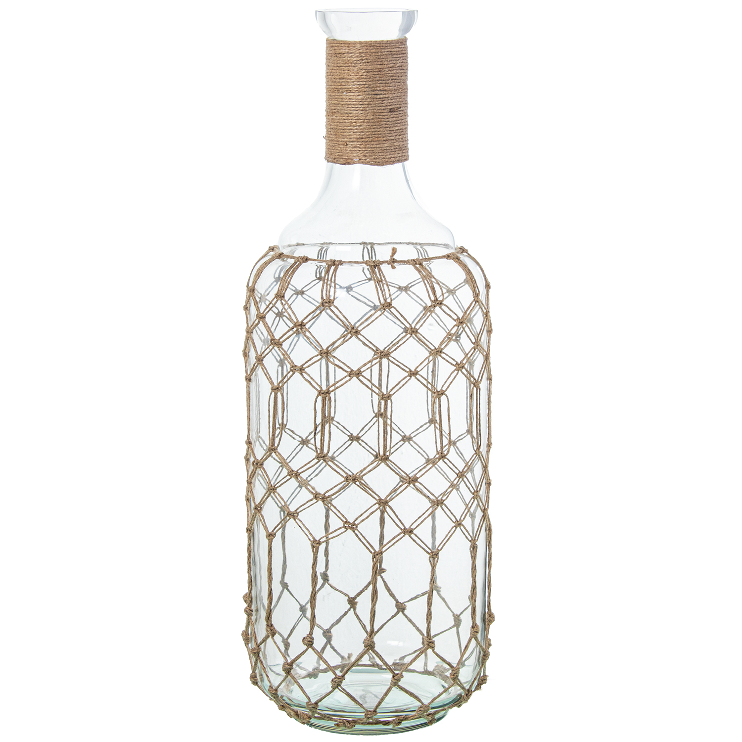Jarron botella cristal 54cm con cuerda 19x54cm