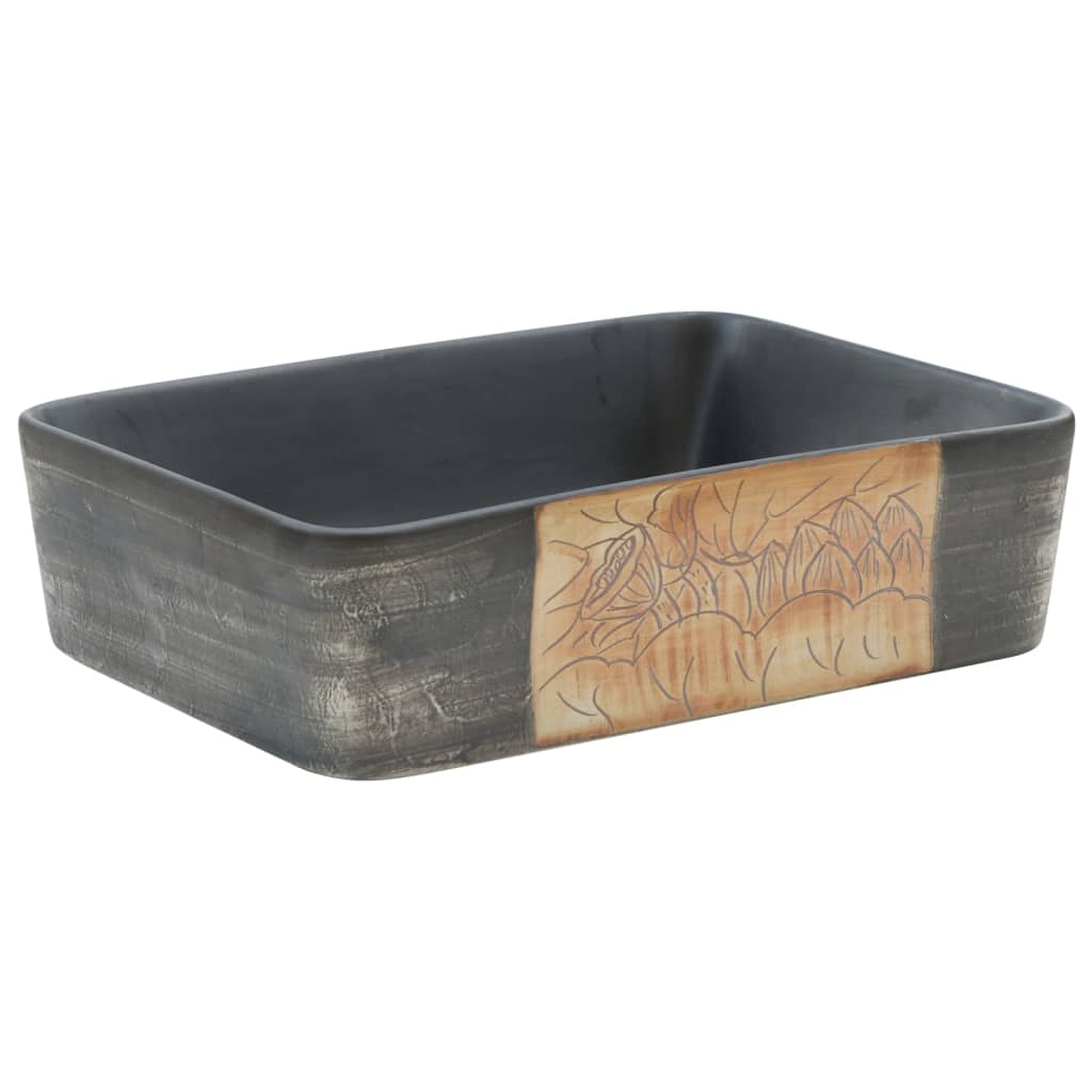 vidaXL Lavabo de Encimera Rectangular Lavamanos de Baño Cerámica Color Blanco,  Negro,  Gris y azul y mas